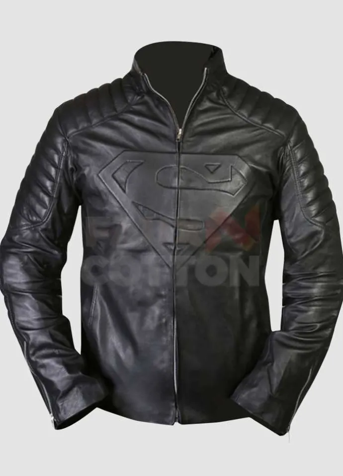 Superman Smallville Quilted Black Leather Jacket