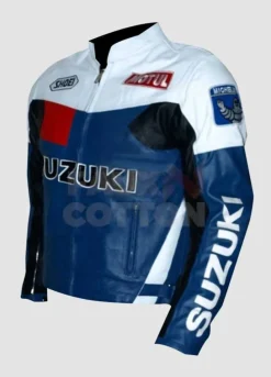 Suzuki Blue and White Leather Jacket