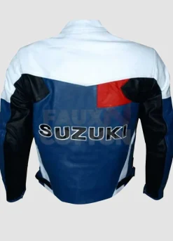 Suzuki Blue and White Leather Jacket