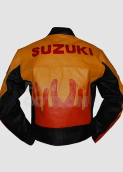 Suzuki Repsol Yellow And Orange Leather Jacket