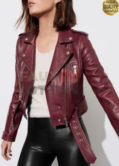 Sydney Burnett L.A.’s Finest Maroon Biker Jacket