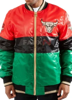 75th Anniversary Color Block Chicago Bulls Satin jacket