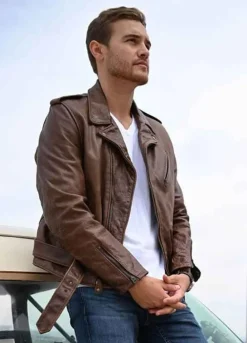 THE BACHELOR PETER WEBER BROWN LEATHER JACKET