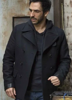 The Blacklist Amir Arison Black Pea Coat