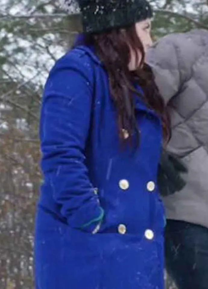THE CHRISTMAS LISTING (JULIA ROGERS) LEXI GIOVAGNOLI BLUE WOOL COAT