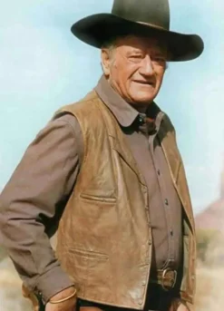 THE COWBOYS (WIL ANDERSEN) JOHN WAYNE BROWN LEATHER VEST