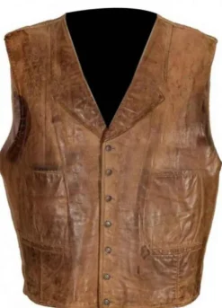 THE COWBOYS (WIL ANDERSEN) JOHN WAYNE BROWN LEATHER VEST