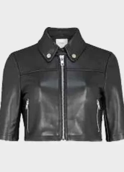 The Equalizer 2021 (Melody 'Mel' Bayani) Liza Lapira Cropped Black Leather Jacket