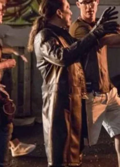 THE FLASH (BREACHER) DANNY TREJO BLACK LEATHER COAT