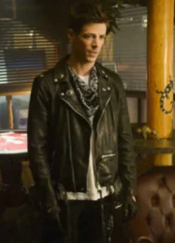 THE FLASH ELSEWORLDS (BARRY ALLEN) GRANT GUSTIN BLACK LEATHER JACKET