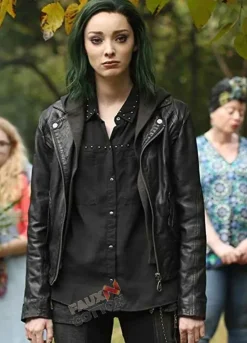 THE GIFTED (LORNA DANE) EMMA DUMONT BLACK LEATHER JACKET