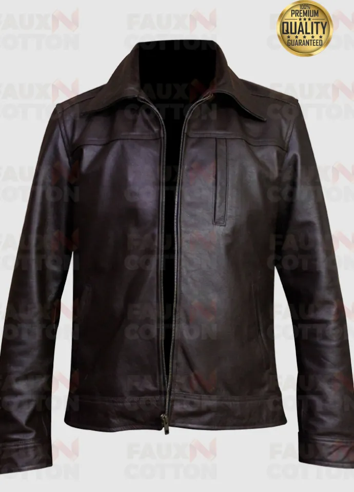 Tim Blake Nelson Watchmen Looking Glass Brown Leather Jacket