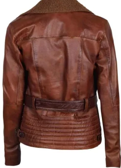 TOMB BROWN SHEARLING COLLAR WOMENS JACKET