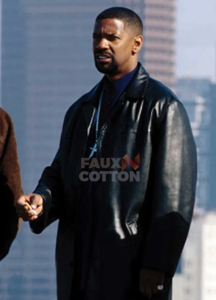 Training Day Denzel Washington (Alonzo Harris) Black Leather Coat