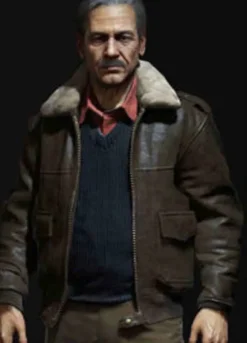 UNCHARTED 4 (VICTOR SULLIVAN) RICHARD MCGONAGLE BROWN LEATHER JACKET
