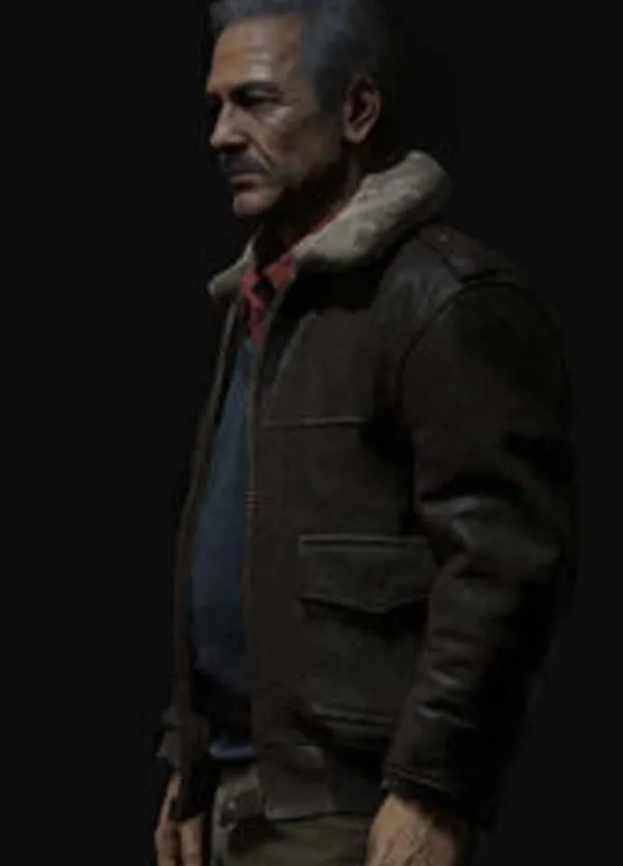 UNCHARTED 4 (VICTOR SULLIVAN) RICHARD MCGONAGLE BROWN LEATHER JACKET
