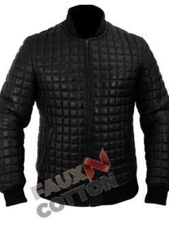 Usher Black Quilted Bomber Black Leather Jacket