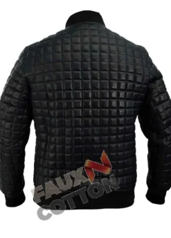 Usher Black Quilted Bomber Black Leather Jacket