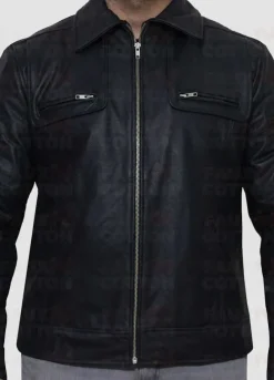 Vintage Cafe Racer Black Leather Jacket