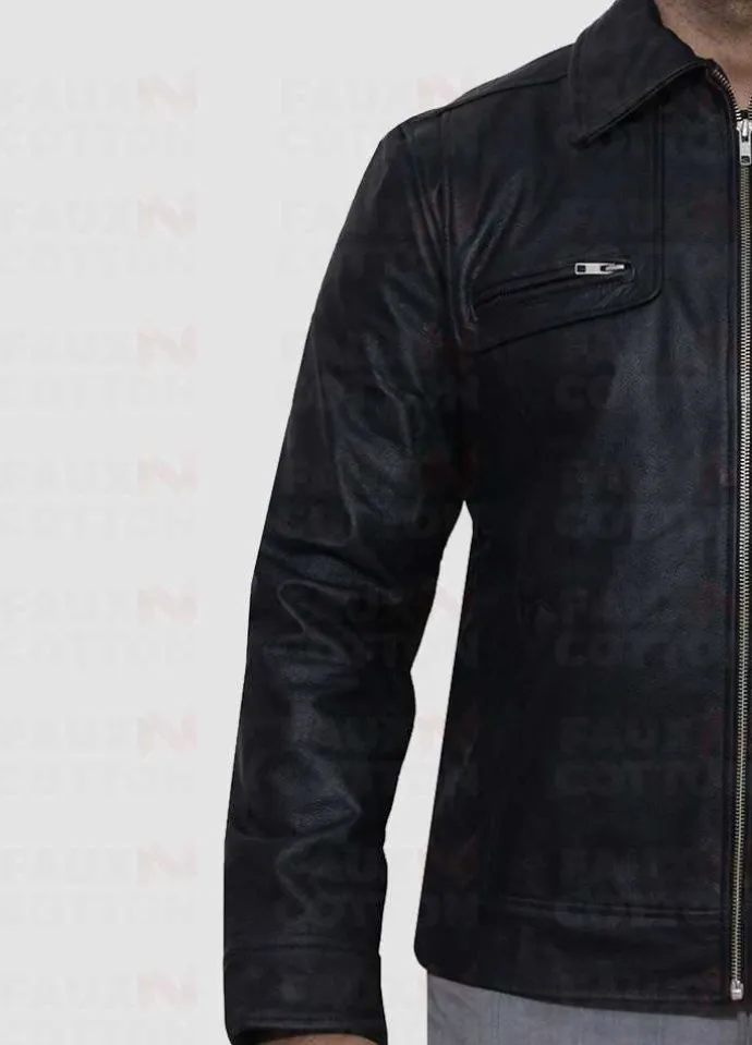 Vintage Cafe Racer Black Leather Jacket