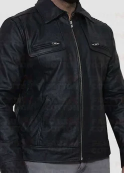 Vintage Cafe Racer Black Leather Jacket