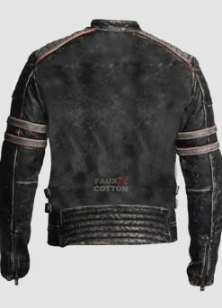 Vintage Cafe Racer Distressed Black Retro Biker Jacket