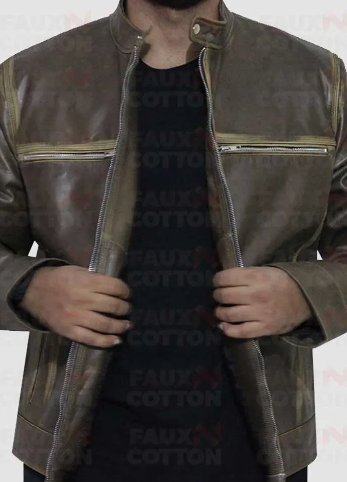 Vintage Cafe Racer Distressed Biker Jacket