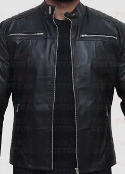 Vintage cafe racer quilted slim fit jacket