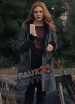 WandaVision Elizabeth Olsen (Wanda Maximoff) Grey Cotton Coat