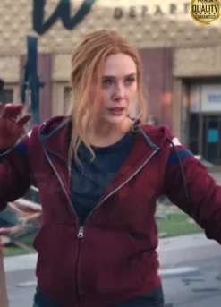 WandaVision Wanda Maximoff Elizabeth Olsen Maroon Hood Jacket