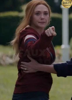 WandaVision Wanda Maximoff Elizabeth Olsen Maroon Hood Jacket
