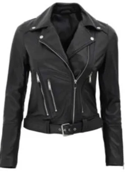 WOMEN’S ASYMMETRICAL MOTORCYCLE BLACK LEATHER JACKET