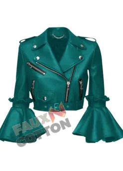 women's cropped stylish leather jacket