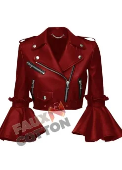 women's cropped stylish leather jacket