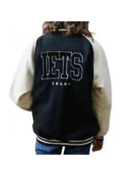 WOMEN'S IETS FRANS VARSITY BLACK AND WHITE JACKET