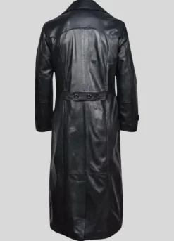 WW2 GERMAN GESTAPO COWHIDE TRENCH BLACK LEATHER COAT
