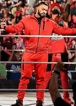 WWE 2022 Superstar Roman Reigns Red Tracksuit Jacket
